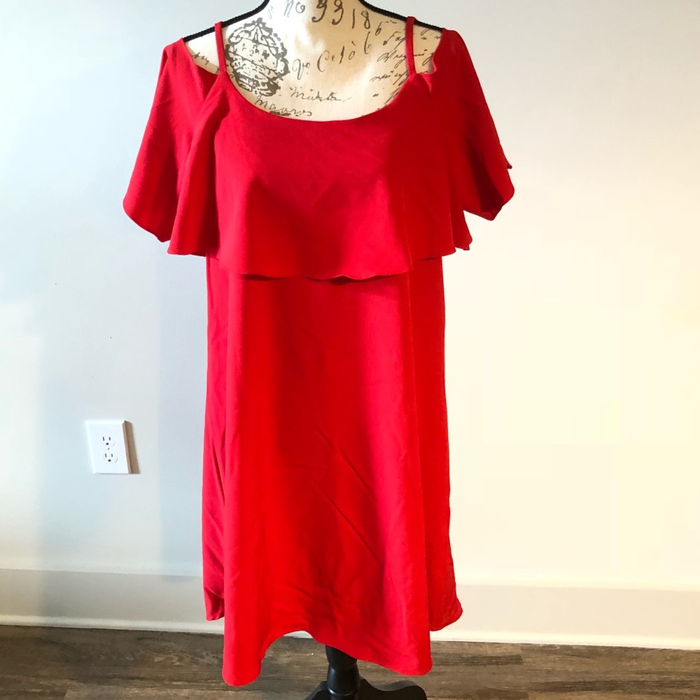 NWT Bright Bobeau Cold Shoulder Red Dress